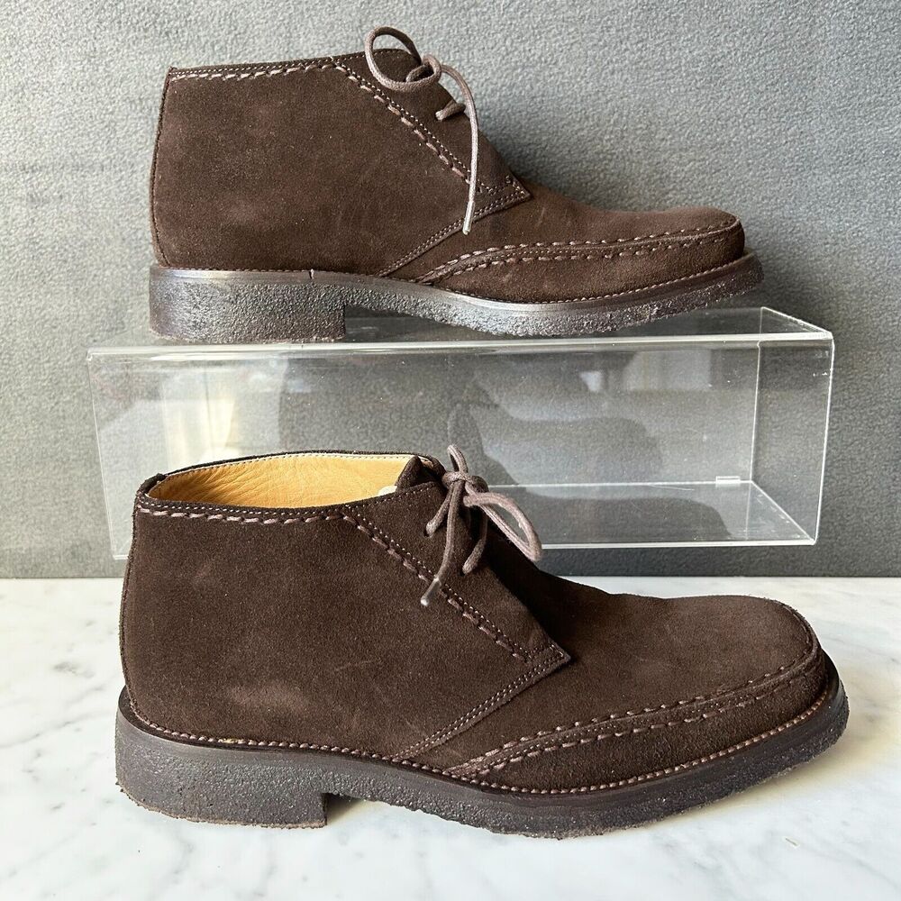 Bally Pontos Chukka Boots Men's Size 7.5 D Brown Suede Leather Gum Sole Italy